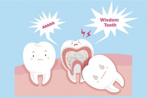 cute cartoon wisdom teeth with health concept